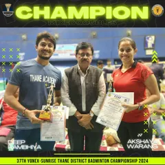 Our senior-most pair, Deep Rambhiya and Akshaya Warang, clinch the Mixed Doubles title at the Thane District Championship.