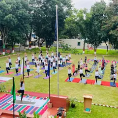 A wide view of the International Yoga Day session with the CISF community. Seeing everyone on their mats, moving together in Tree Pose, was a powerful reminder that yoga is for every body.