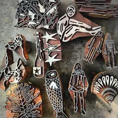 A collection of freshly carved woodblocks, designed by students from the University of Technology Sydney. We love seeing how young designers interpret their personal stories through this heritage craft form.