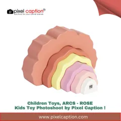 A branded image of a 'Rose' arch stacker wooden toy. This type of graphic is perfect for catalogs and online store category pages.