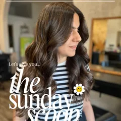 The cover of this week's Sunday Scoop, featuring a beautiful client with a fresh color and style.
