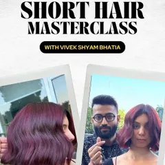 Our Short Hair Masterclass is designed to build your confidence with bobs, pixies, and other short styles. This graphic highlights the focus of this popular workshop.