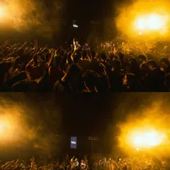 The crowd bathed in golden light. The production for this Delhi show was all about creating a warm, immersive, and powerful visual experience.