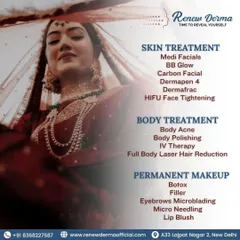 This graphic provides a complete list of our pre-bridal services. We cover everything from skin treatments like medi-facials and BB Glow to body treatments like polishing and laser hair reduction, as well as permanent makeup options like fillers and microblading.