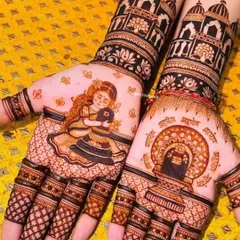 For the devotee, a divine portrait of Lord Shiva and Parvati. This design is perfect for occasions like Mahashivratri or for a bride who wants to carry their blessings.