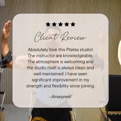 Amarpreet highlights the knowledgeable instructors, welcoming atmosphere, and clean studio. It's great to hear he has seen significant improvements in his strength and flexibility since joining.