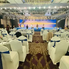 The setup for a corporate event at JW Marriott Juhu. This is where creativity meets perfection.