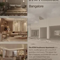 A snapshot of our BTM Penthouse project in Bangalore, a warm and soulful space designed to be luxurious and elevated without feeling overwhelming.