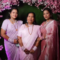 The lovely ladies of the family. I offer party makeup for wedding guests, ensuring everyone looks coordinated and beautiful.