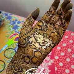 A design for myself with my husband's name, 'Shoaib', hidden within the floral patterns.