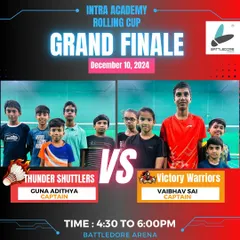 The Grand Finale of another Rolling Cup edition. The Thunder Shuttlers take on the Victory Warriors for the championship title.