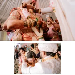 A collage of key ceremony moments, from the exchange of garlands to other sacred rituals. We focus on the emotional connection and the traditional details of your wedding.