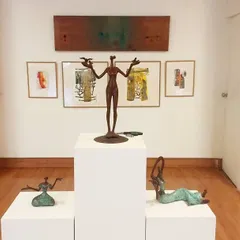 The gallery set for the "Beyond Boundaries" group exhibition. This show featured a mix of paintings and sculptures from 27 emerging artists, transcending regional and stylistic boundaries.