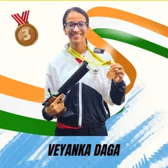 This is what we train for. We are incredibly proud of our shooter, Veyanka Daga, holding her bronze medal from the All India Open Competition. Every medal our students win is a testament to their dedication and our shared hard work.