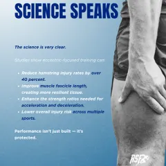 The science is very clear. Studies show that eccentric-focused training can reduce hamstring injury rates by over 40% and improve muscle fascicle length. Performance isn't just built, it's protected.