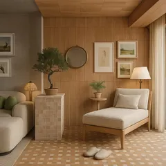 A preview of Haiku House, a 3,000 sq. ft. sea-view apartment in Juhu. This nook is composed like a gentle haiku in wood, linen, and memory, showcasing our vision for a calm, composed sanctum.