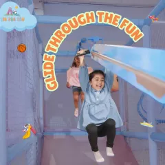 Glide through the fun on our exciting zip line! It's a safe and thrilling ride that gives kids a feeling of flying through our indoor play paradise.