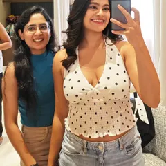 A happy selfie with travel influencer Brinda Sharma after a successful shoot. I love connecting with my clients and being a part of their content creation process.
