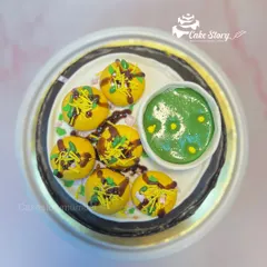 A top-down view of my super popular Pani Puri themed cake. Every element, from the 'puris' to the 'pani', is completely edible and handcrafted for the ultimate foodie surprise.