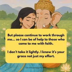 Continuing the letter to Ganesha, this is a prayer to continue working through me so I can help others who come with faith. It's an acknowledgment that my ability to guide is a form of grace.