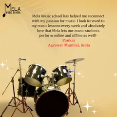 "Mela music school has helped me reconnect with my passion for music." This feedback from a drum student in Mumbai shows how we help adults rediscover their love for music.