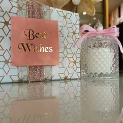 Cookies, candles, and the bestest wishes. A beautifully wrapped gift paired with a crystal candle jar makes for a simple yet elegant present for any occasion.