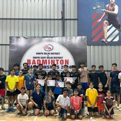 The entire group of medal winners from my academy at the district championship. We bagged 17 medals in total, a testament to the hard work of our players and coaches.