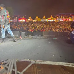 Performing at the Horn OK Please food festival. The energy from a crowd this size is incredible, and we love playing for them.