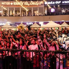 A close-up of the amazing audience at one of our mall festival gigs. You can see the excitement and joy on their faces. This is the energy that fuels our performances.