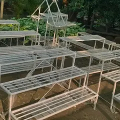If you need many stands, I can supply them. Here you can see my collection of 3-stair and table-shaped metal stands, ready for wholesale orders or for large residential projects in Noida. Just drop a message for booking.