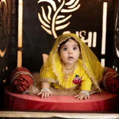 A close-up of our little Radha, with her innocent eyes and beautiful traditional attire.