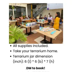 Join us for an open terrarium workshop. This flyer provides all the details, including what's included in the workshop and how to book your spot.
