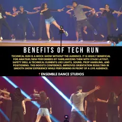 A technical run is a mock show that is essential for building confidence. We walk students through the stage layout, lighting cues, and positioning to ensure a smooth and professional performance.