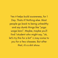 Yes, it helps build awareness for one day. But after that, for most people, it's a shit show. My honest take on the fleeting nature of one-day wellness trends.