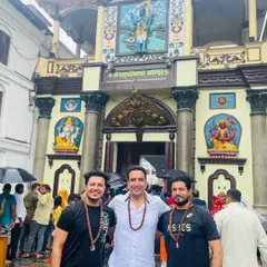 Standing before the sacred Pashupatinath Temple in Kathmandu. This is one of the most powerful sites dedicated to Lord Shiva, and visiting it was a deeply spiritual experience for our group.