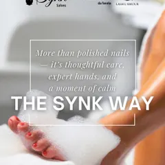 It's more than just polished nails. It's thoughtful care from expert hands and a moment of calm. A client enjoys a soothing foot soak, the first step in my signature pedicure ritual.