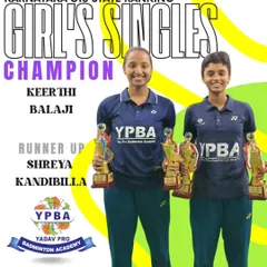 Another all-YPBA final, this time in the Karnataka U15 Girl's Singles, with Keerthi Balaji as Champion and Shreya Kandibilla as Runner-up.