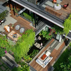 A multi-level home where every balcony and terrace overflows with greenery. This project showcases vertical gardening with cascading creepers and layered planters, creating a resort-like atmosphere that connects every part of the house to nature.