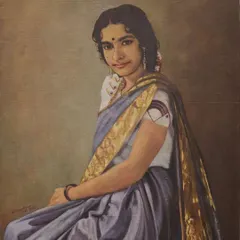 This late 1940s portrait by Travancore artist N.N. Nambiyar depicts "The Third Princess," Karthika Tirunal Indira Bayi. A follower of the Ravi Varma style, Nambiyar captures the grace of the Maharani's daughter, who was the first female royal in her family to obtain a college degree.