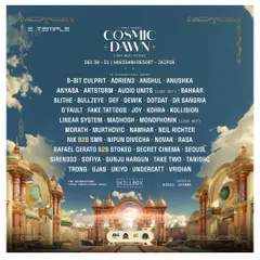 The massive lineup for Cosmic Dawn, a 2-day music festival in Jaipur. It's always a blast to be part of such a huge gathering of artists and music lovers to close out the year.