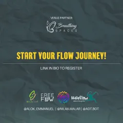 An invitation to start your flow journey with us, with a link to register for our beginner-friendly workshops.