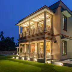 Smart lighting is not just for indoors. For this farmhouse, I installed a multi-zone outdoor lighting system that highlights the architecture and landscaping, all of which can be scheduled or controlled remotely.