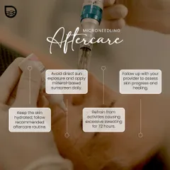 Proper aftercare is crucial after a microneedling session. I advise patients to avoid sun exposure, use mineral-based sunscreen, keep the skin hydrated, and refrain from excessive sweating for 72 hours.