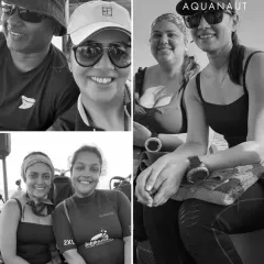 We celebrate the incredible women who dive with us. This collage showcases some of the fearless adventurers who have explored the underwater world with our team.
