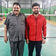Our coach with Mr. Ajay Singhania. Interactions with experienced figures in the badminton community provide invaluable insights for our academy's growth.