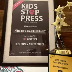 A close-up of the KSP Award 2024 for Best Family Photographer. This award is a testament to the trust and support of all the amazing families I've worked with over the years.