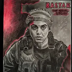A portrait of Adah Sharma from the movie "Bastar: The Naxal Story," using red highlights to match the film's theme.