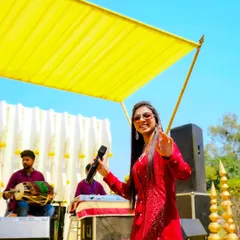 On stage with my talented band at an outdoor Maayra event in Agra. The dholak and keyboard add such a vibrant, live energy to the performance.