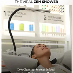 Introducing the viral Zen Shower, a key part of our Kérastase bespoke rituals. This treatment provides a gentle, waterfall-like rinse that deeply cleanses the scalp, removes product buildup, and enhances the absorption of nourishing treatments. It’s a truly calming experience that strengthens hair from the roots.
