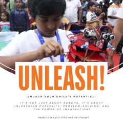 Unleash your child's potential. This student is focused on assembling a complex robot, a process that unlocks curiosity, problem-solving skills, and the power of imagination.